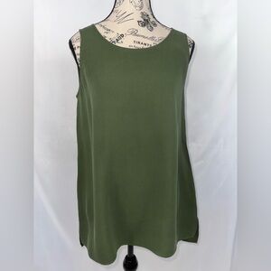 EUC: LAFAYETTE 148 New York Ruthie Forest Green Silk Tank Top (v)